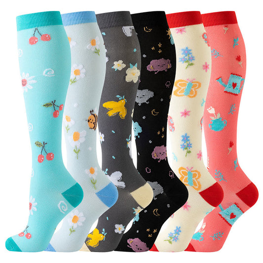 Floral Animal Print Compression Socks(6 Pairs) - Multicolor - S/M - image 0