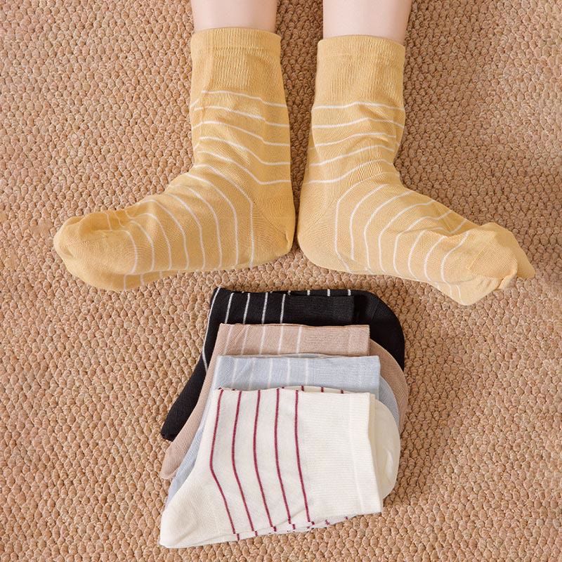 Cotton Stripe Sleep Socks(5 Pairs) - Multicolor - EU36-40(US3-7) - image 0