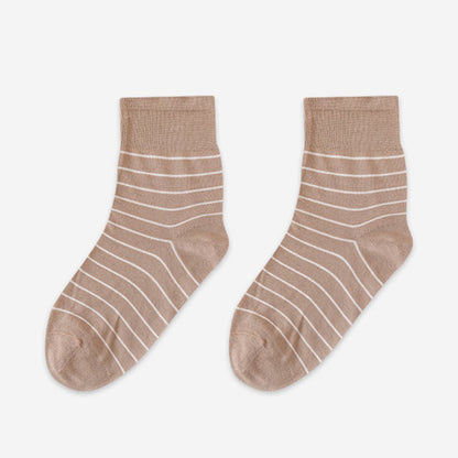 Cotton Stripe Sleep Socks(5 Pairs) - Khaki - EU36-40(US3-7) - image 14