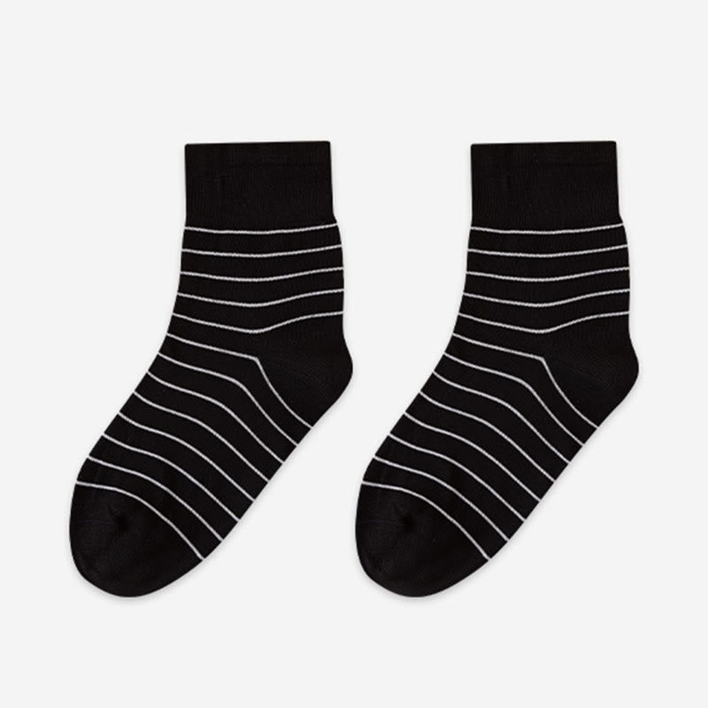 Cotton Stripe Sleep Socks(5 Pairs) - Black - EU36-40(US3-7) - image 12