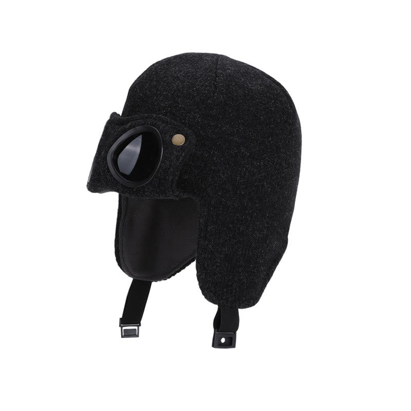 Sunglasses Ear Protection Beanie With Goggles - Black - One Size - image 1