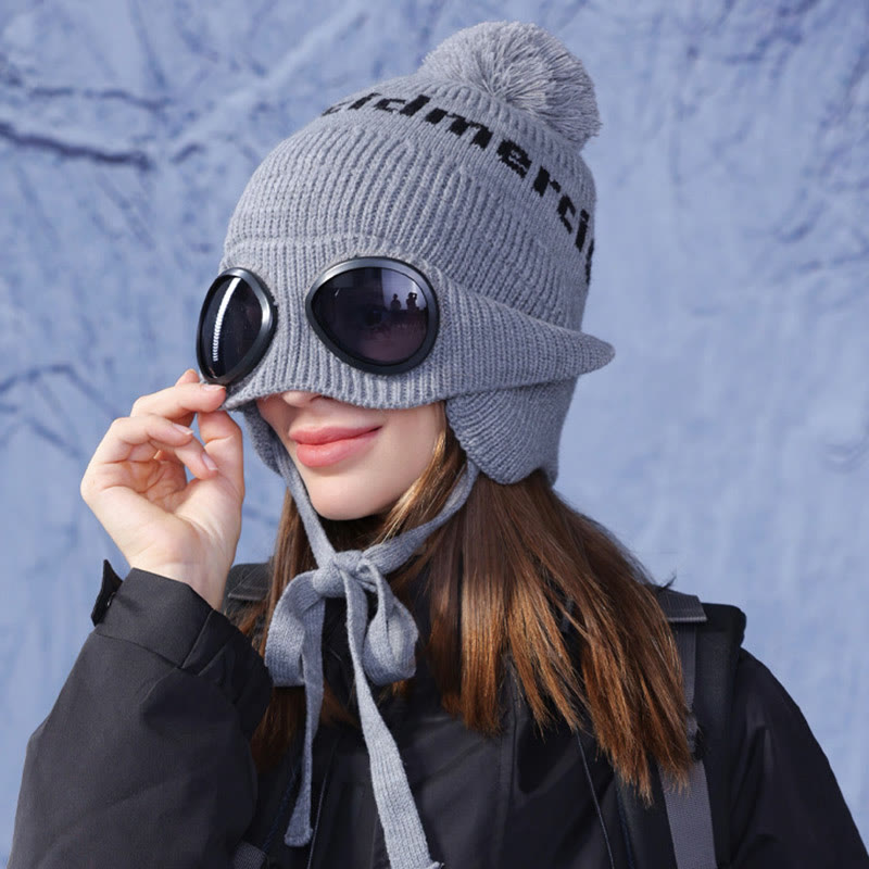 Windproof Warm Beanie With Goggles - image 1