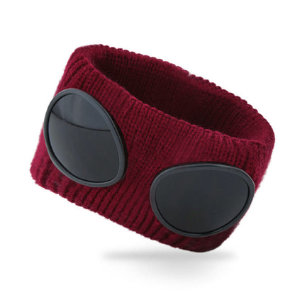 Solid Color Headband With Goggles - Wine - One Size - image 7
