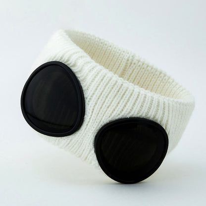 Solid Color Headband With Goggles - White - One Size - image 8