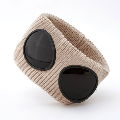 Solid Color Headband With Goggles - Apricot - One Size - image 9