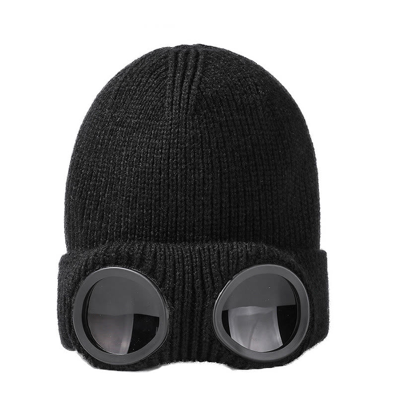 Keep Warm Beanie With Goggles - Black - One Size - image 10