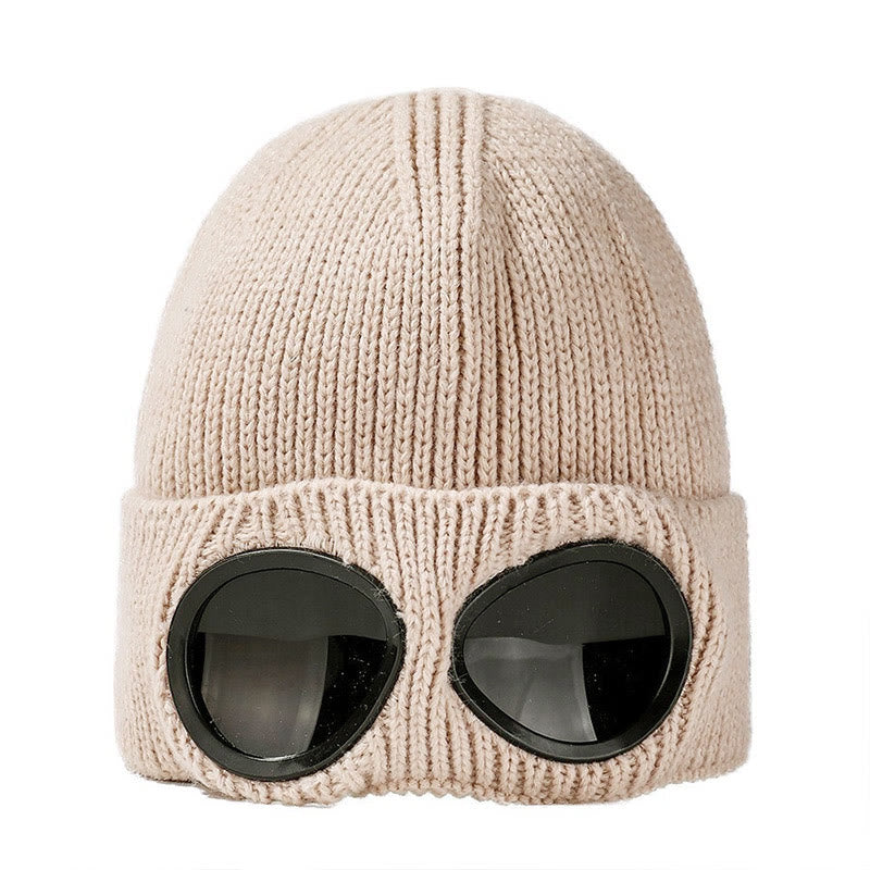 Keep Warm Beanie With Goggles - Apricot - One Size - image 13