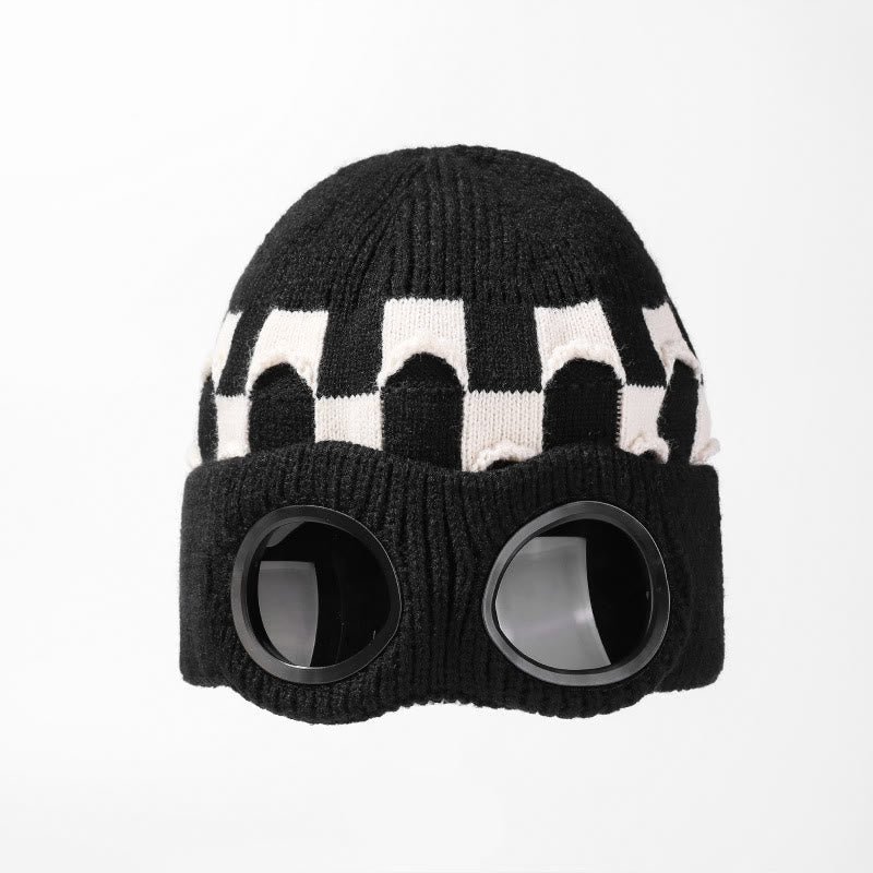 Grid Soft Beanie With Goggles - Black - One Size - image 12