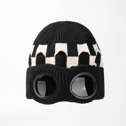 Grid Soft Beanie With Goggles - Black - One Size - image 12