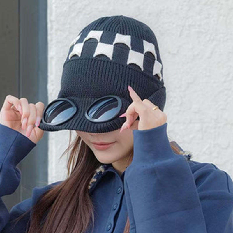 Grid Soft Beanie With Goggles - image 0