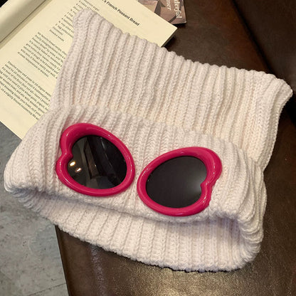 Eye Catching Design Beanie With Goggles - Beige - One Size - image 9