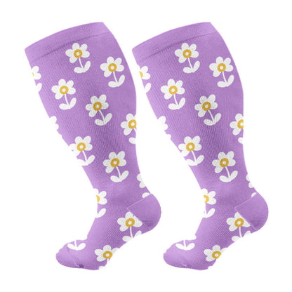 Plus Size Floral Trio Compression Socks - Purple - 4XL - image 12