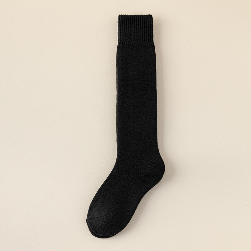 Cashmere Warm Knee High Socks - Black - EU39-44(US6-10) - image 14