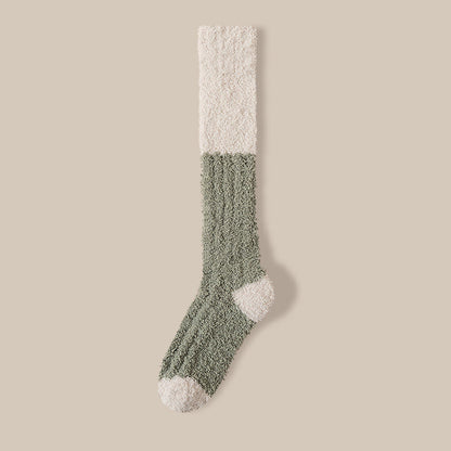 Plush Fleece Knee High Sleep Socks(4 Pairs) - Green - EU36-40(US3-7) - image 21