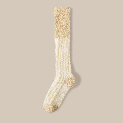 Plush Fleece Knee High Sleep Socks(4 Pairs) - Yellow - EU36-40(US3-7) - image 18