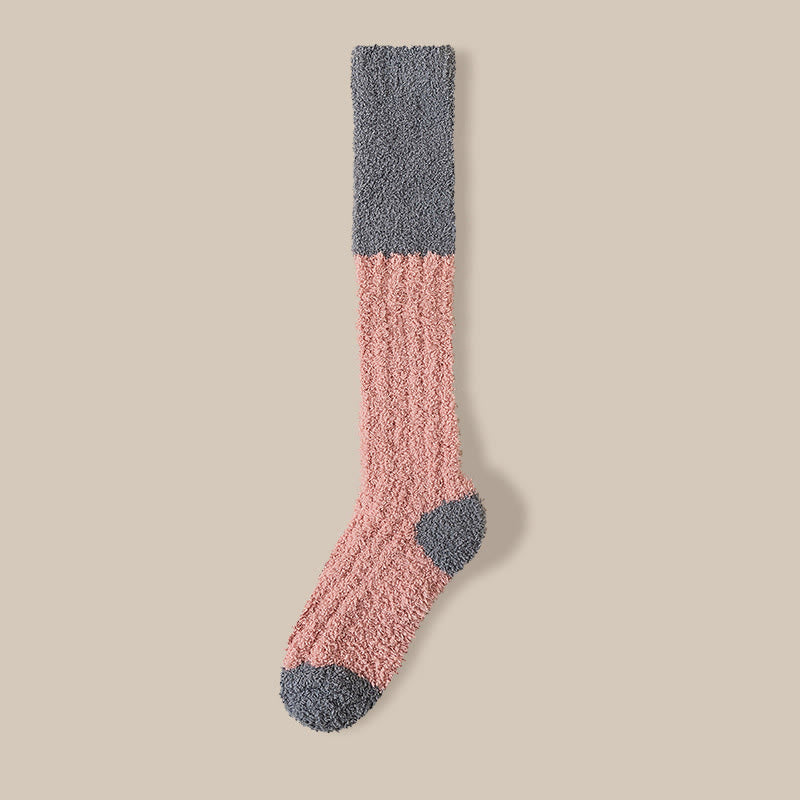 Plush Fleece Knee High Sleep Socks(4 Pairs) - Pink - EU36-40(US3-7) - image 23