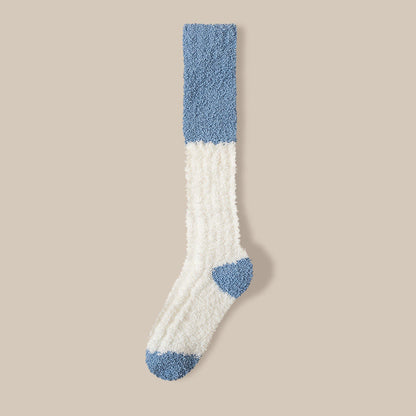 Plush Fleece Knee High Sleep Socks(4 Pairs) - Light Blue - EU36-40(US3-7) - image 15