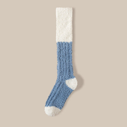 Plush Fleece Knee High Sleep Socks(4 Pairs) - Blue - EU36-40(US3-7) - image 22