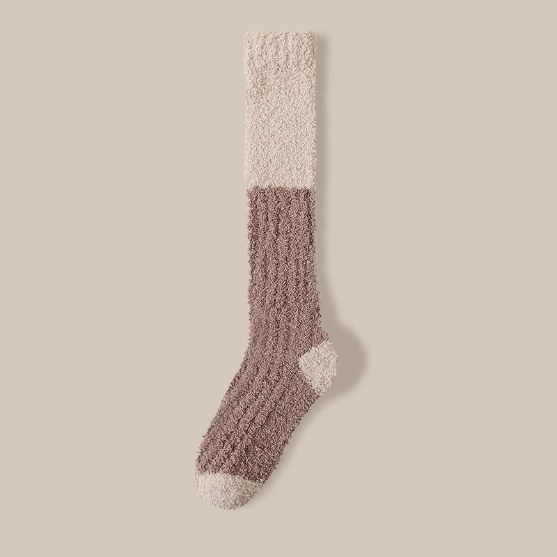 Plush Fleece Knee High Sleep Socks(4 Pairs) - Brown - EU36-40(US3-7) - image 16