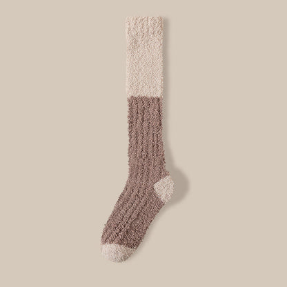 Plush Fleece Knee High Sleep Socks(4 Pairs) - Brown - EU36-40(US3-7) - image 16
