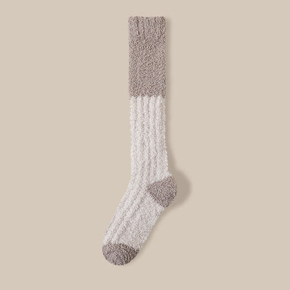 Plush Fleece Knee High Sleep Socks(4 Pairs) - Camel - EU36-40(US3-7) - image 20
