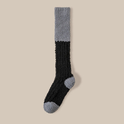 Plush Fleece Knee High Sleep Socks(4 Pairs) - Black - EU36-40(US3-7) - image 12