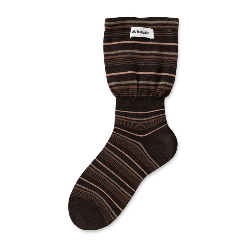 Stylish Contrast Sleep Socks(5 Pairs) - Brown - EU36-40(US3-7) - image 13