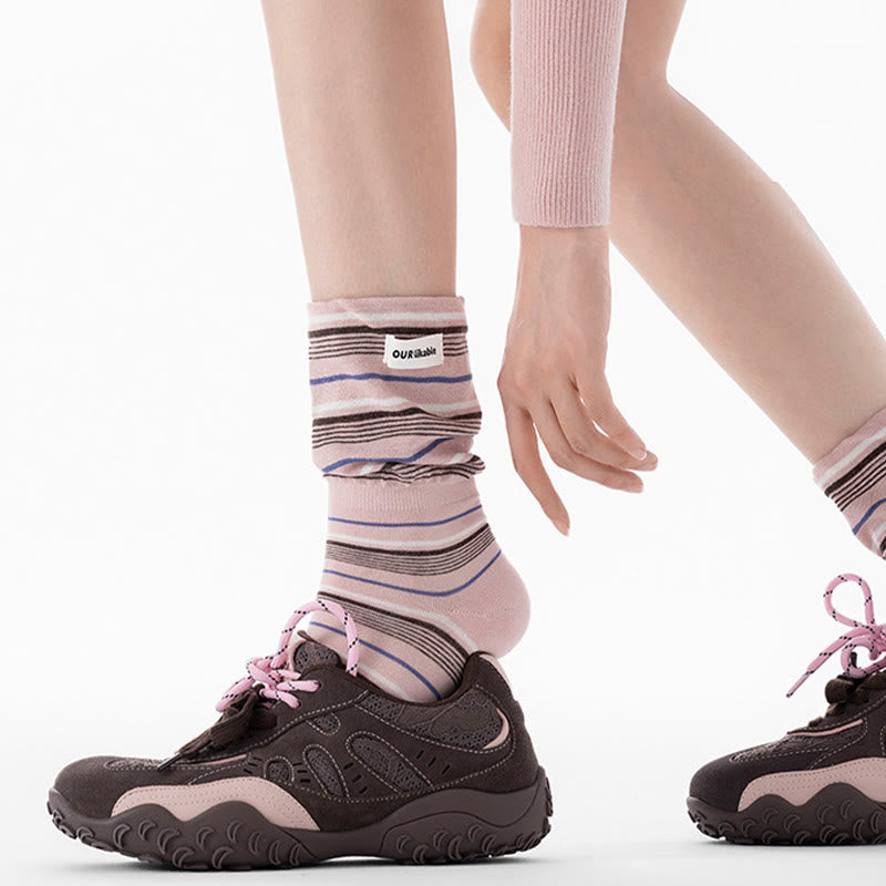 Stylish Contrast Sleep Socks(5 Pairs) - image 11