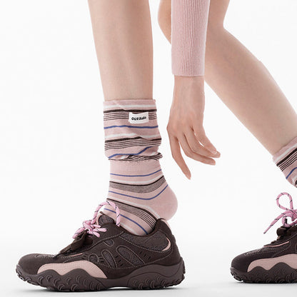 Stylish Contrast Sleep Socks(5 Pairs) - image 11