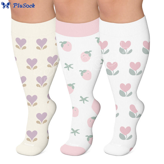 Plus Size Sweet Garden Compression Socks(3 Pairs) - image 0