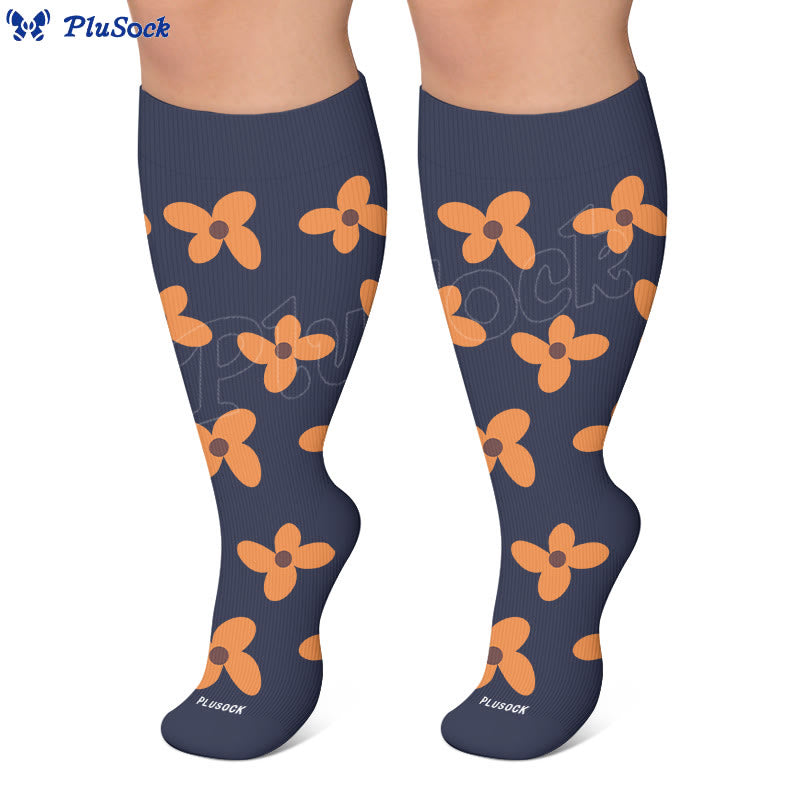 Plus Size Warm Floral Compression Socks(3 Pairs) - image 2
