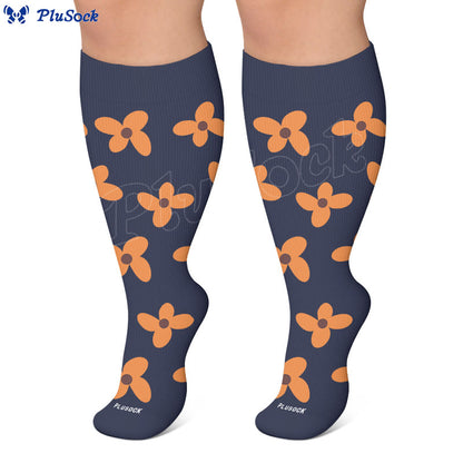 Plus Size Warm Floral Compression Socks(3 Pairs) - image 2