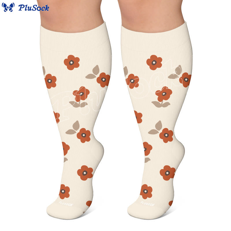 Plus Size Warm Floral Compression Socks(3 Pairs) - image 3