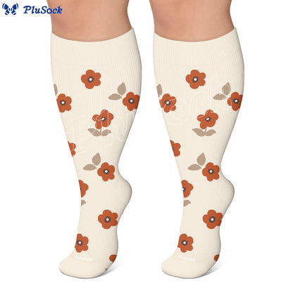 Plus Size Warm Floral Compression Socks(3 Pairs) - image 3