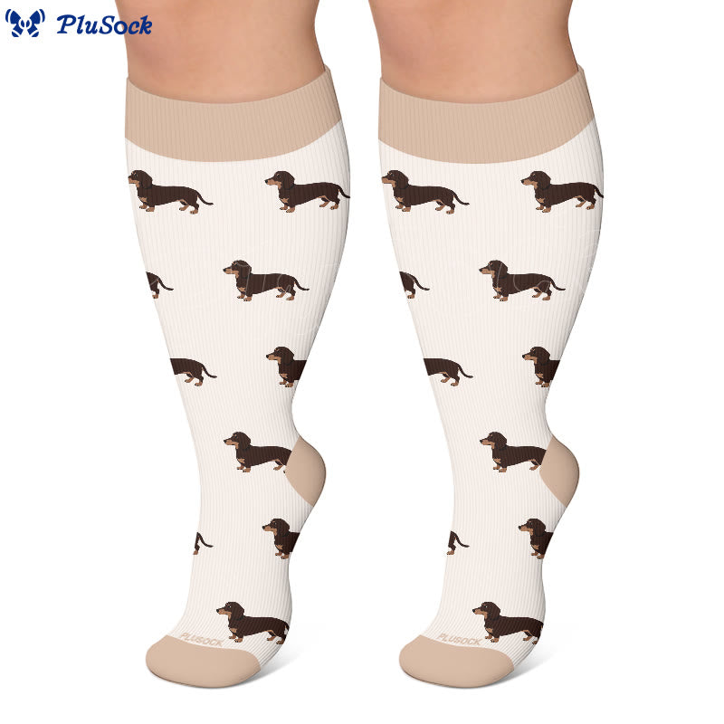 Plus Size Playful Puppy Compression Socks(3 Pairs) - image 4