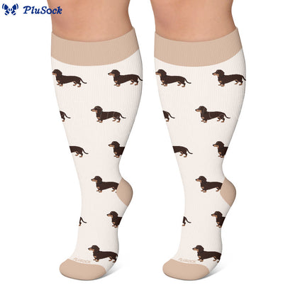 Plus Size Playful Puppy Compression Socks(3 Pairs) - image 4