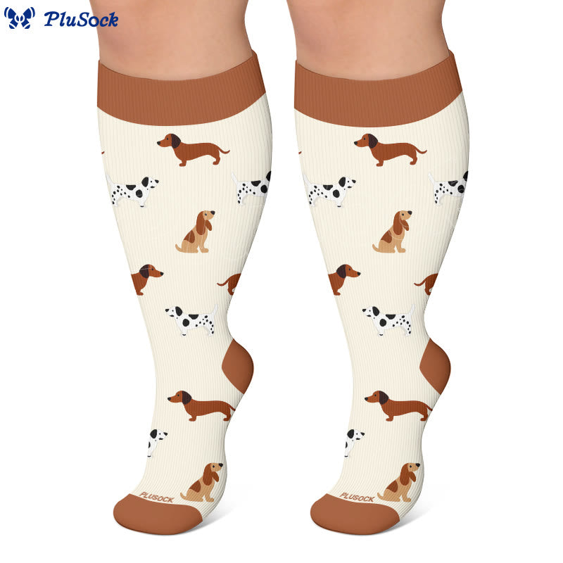 Plus Size Playful Puppy Compression Socks(3 Pairs) - image 2