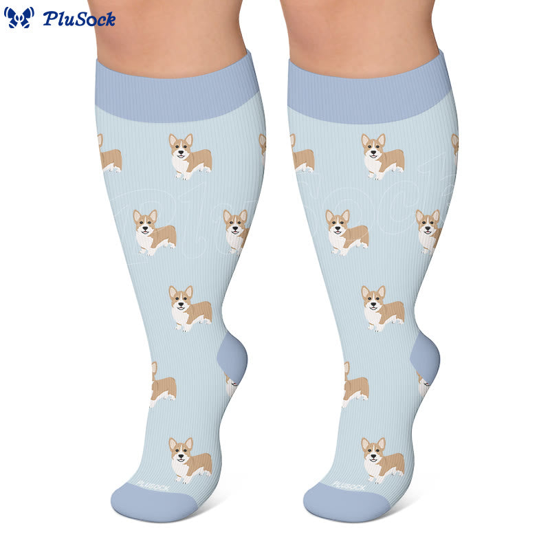 Plus Size Playful Puppy Compression Socks(3 Pairs) - image 3