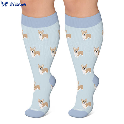 Plus Size Playful Puppy Compression Socks(3 Pairs) - image 3