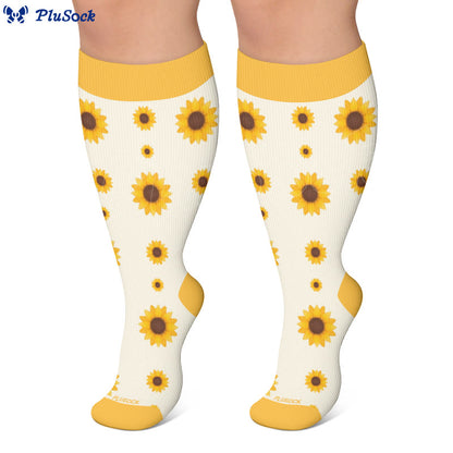 Plus Size Sunflower Compression Socks(3 Pairs) - image 3