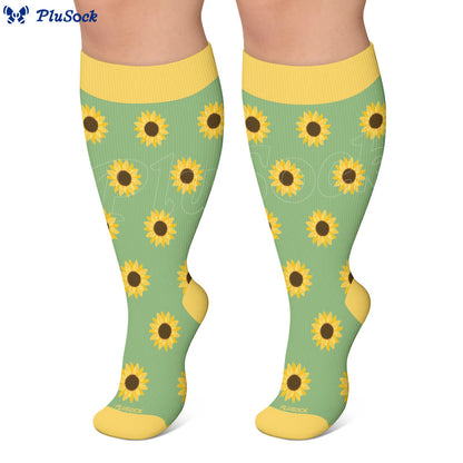 Plus Size Sunflower Compression Socks(3 Pairs) - image 4