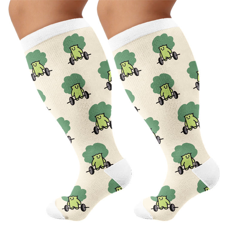 Plus Size Cute Veggie Fun Compression Socks(3 Pairs) - Apricot(1 Pair) - 4XL - image 6