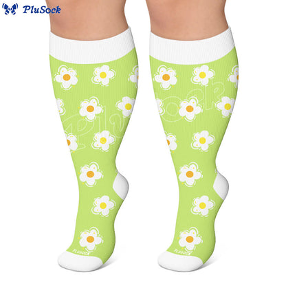 Plus Size Simple Floral Compression Socks(3 Pairs) - image 3
