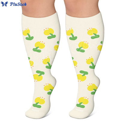 Plus Size Simple Floral Compression Socks(3 Pairs) - image 2