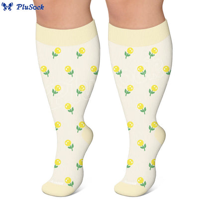Plus Size Simple Floral Compression Socks(3 Pairs) - image 4