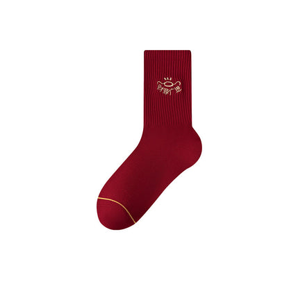 New Year Embroidery Quarter Socks(5 Pairs) - image 11