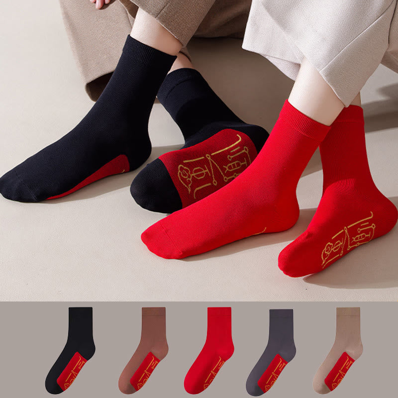 Elastic Cuff Quarter Socks(5 Pairs) - Multicolor - EU36-43(US3-9) - image 0