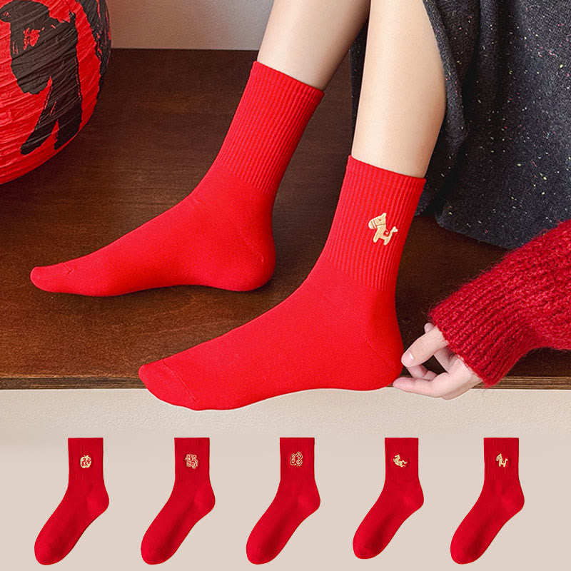 Lucky Horse Quarter Socks(5 Pairs) - Multicolor - EU36-43(US3-9) - image 0