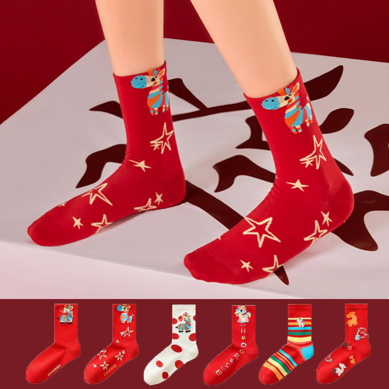 Rainbow Horse Quarter Socks(6 Pairs) - image 0