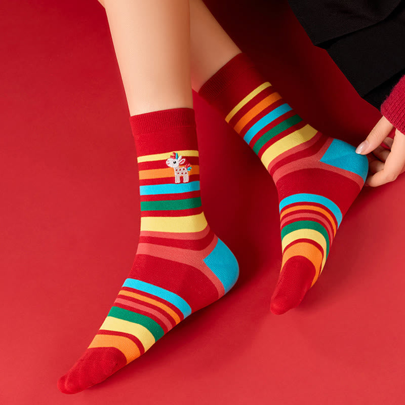 Rainbow Horse Quarter Socks(6 Pairs) - image 2